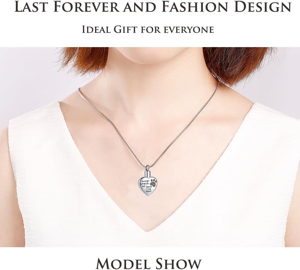 Cremation Jewelry for Ashes for Dog Cat Waterproof Pet Memorial Urn Pendant Necklace for Ashes