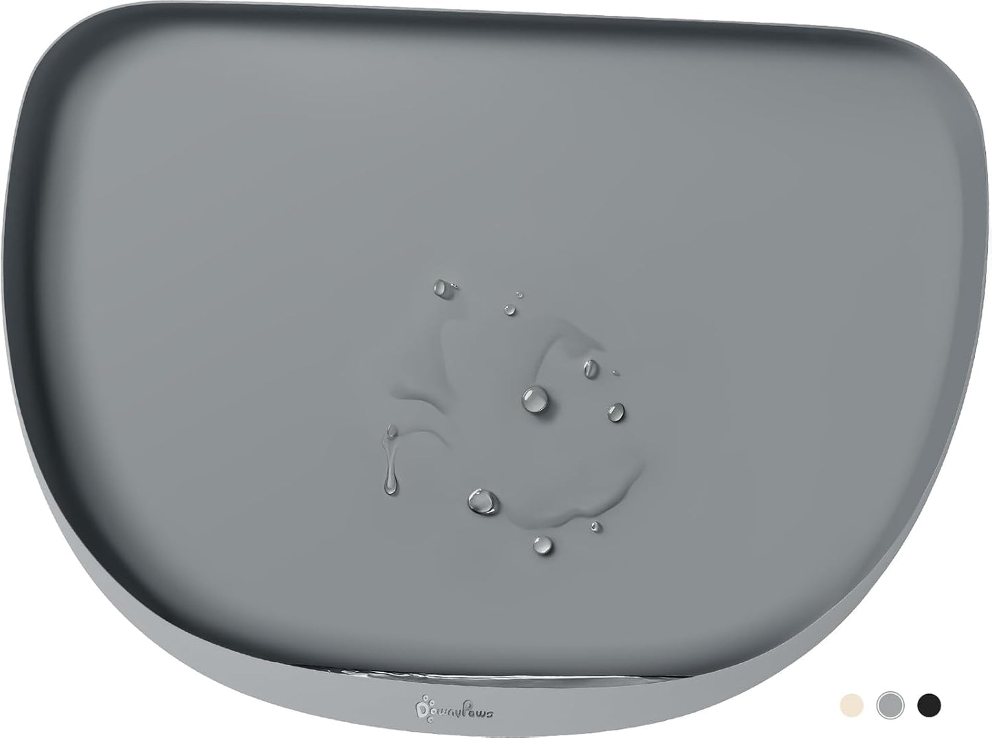 DownyPaws Dog Food Mats for Floors Waterproof, BPA Free Silicone Dog Bowl Mat, Non-Slip Pet Feeding Mat with High Raised Edge, Cat Placemat for Messy Drinkers, 18"×12.5", Gray