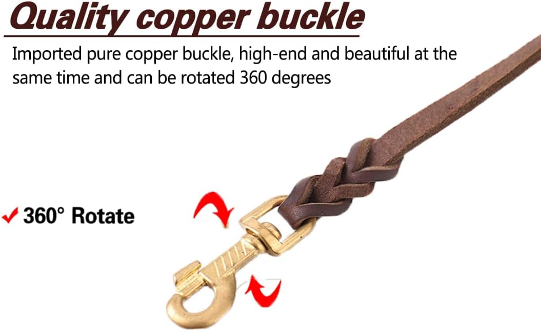 LWBMG Leather Dog Leash - 4ft x 1/2 inch, Braided, Comfortable Training Leash for Small & Medium Dogs