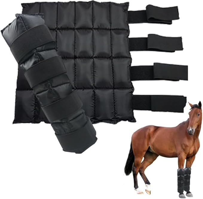 WORLD-BIO Horse Ice Boots (2pcs)/Horse Ice Pack for Injuries/Swelling, Horse Leg Ice Wraps with Flexible Straps for Horse Hock, Ankle, Knee, Legs&Horse Hooves,& Horse Gift Ideas for Horse Lovers-Black