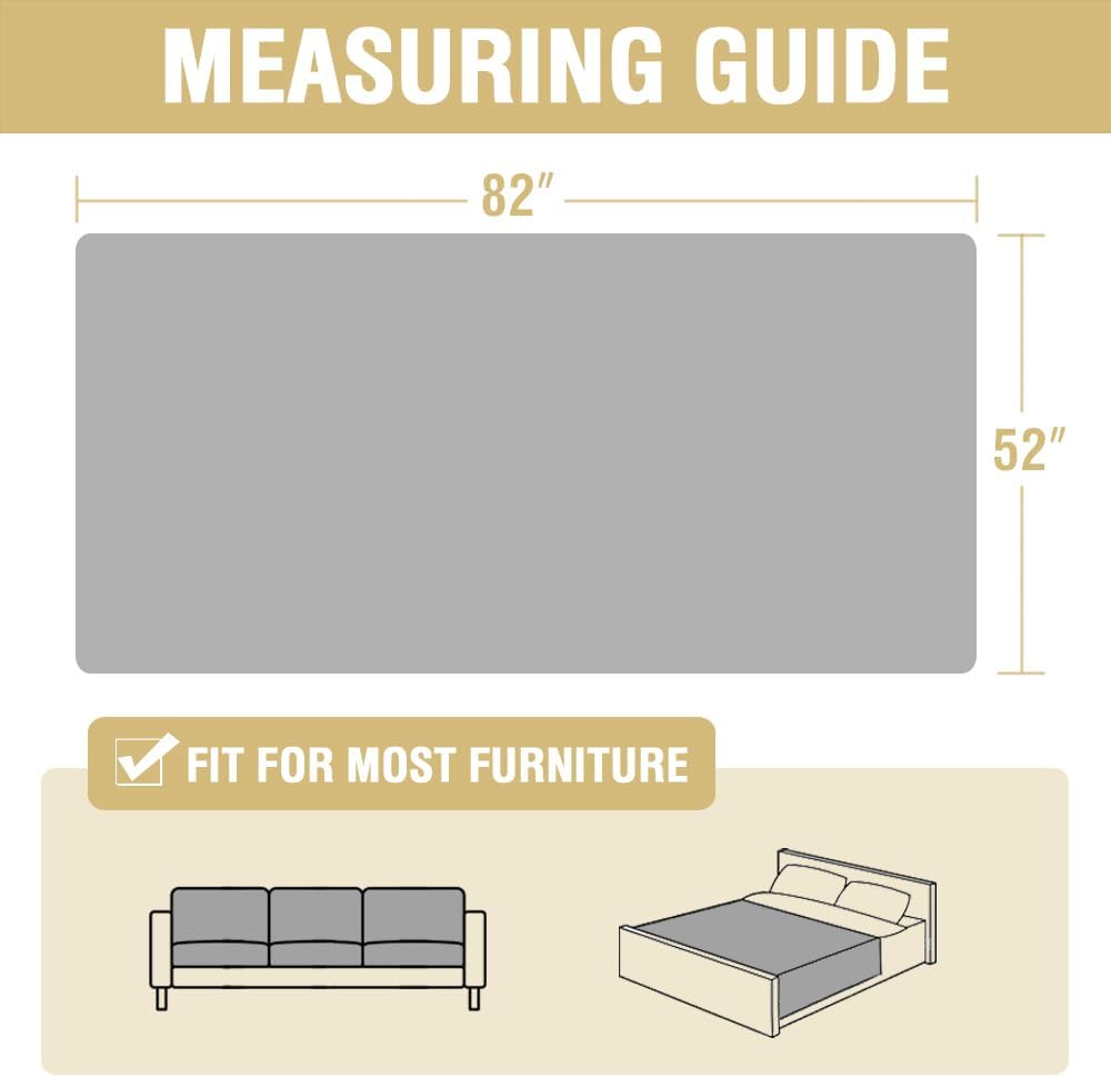 H.VERSAILTEX Plush Chenille Couch Cover for Dogs Pets Blanket for Bed Anti-Slip Soft and Durable Furniture Protector for Small Medium Large Cats Washable (52" x 82", Dove)