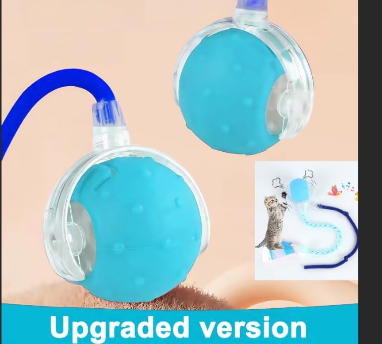 Interactive Cat Toys Ball for Indoor Cats,[2025 Newly Upgraded] Agile Moving Cat Ball with Elastic Mesh Tail,Automatic Kitten Toys for Bored Indoor Adult Cats,Motion Activated (Blue)