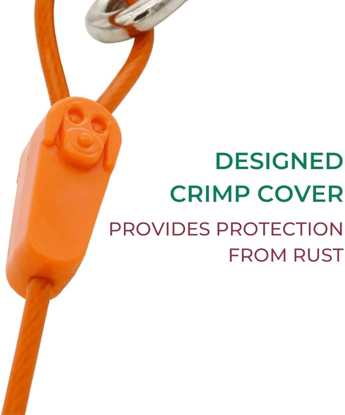 70FT Tie-Out Cables for Large Dogs - Strong, Safe, and Durable Dog Tie-Outs for up to 250 Pounds - Weather and Wear Resistant Galvanized Aircraft Cable for Outside Use