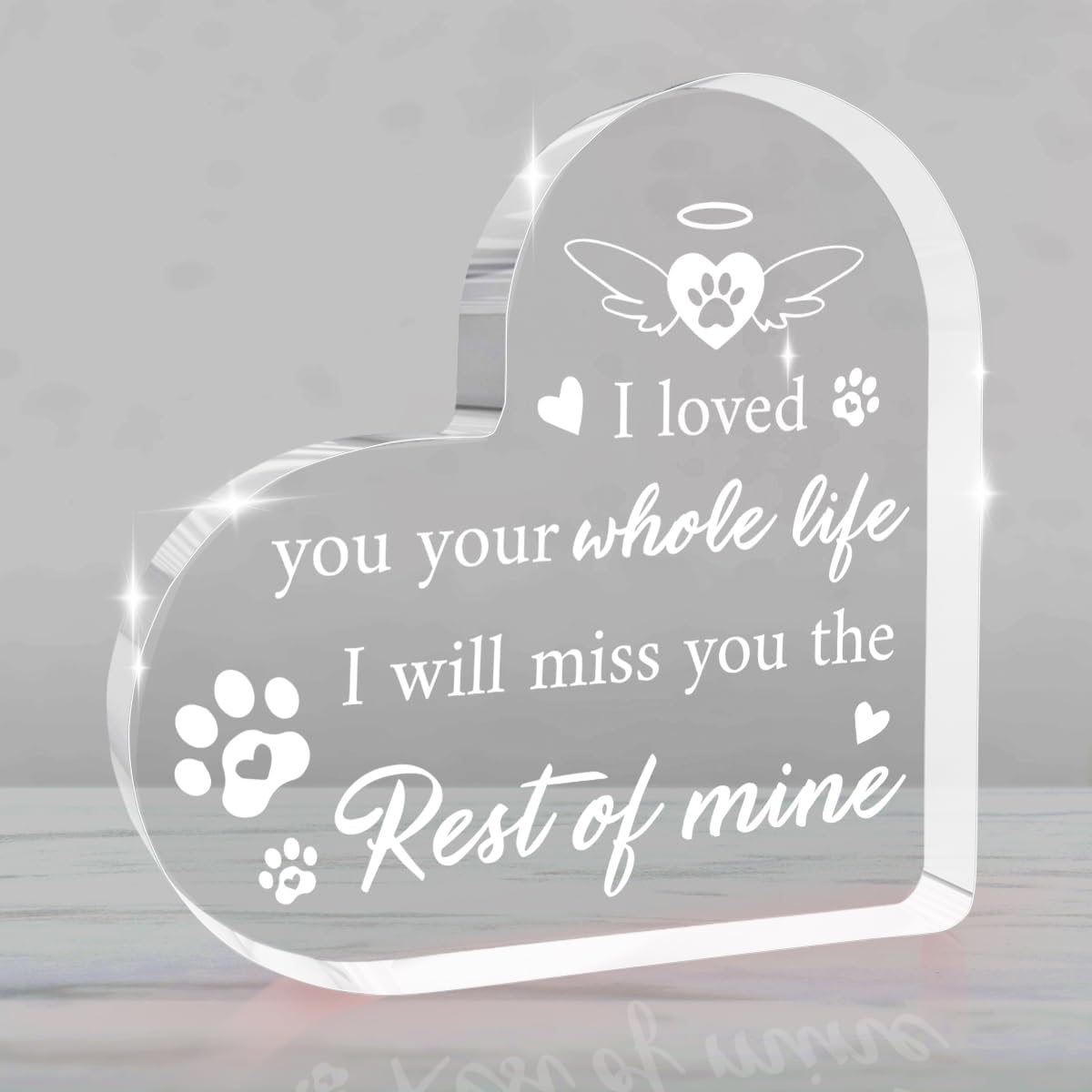 Loss of Dog Sympathy Gift Dog Bereavement Gifts Heart Shape Acrylic Sign Pet Commemoration Acrylic Heart Plaque for Home Farmhouse Office Desktop