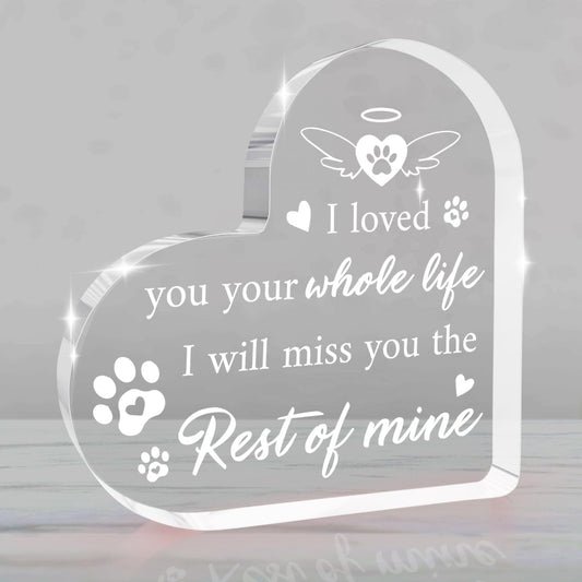 Loss of Dog Sympathy Gift Dog Bereavement Gifts Heart Shape Acrylic Sign Pet Commemoration Acrylic Heart Plaque for Home Farmhouse Office Desktop