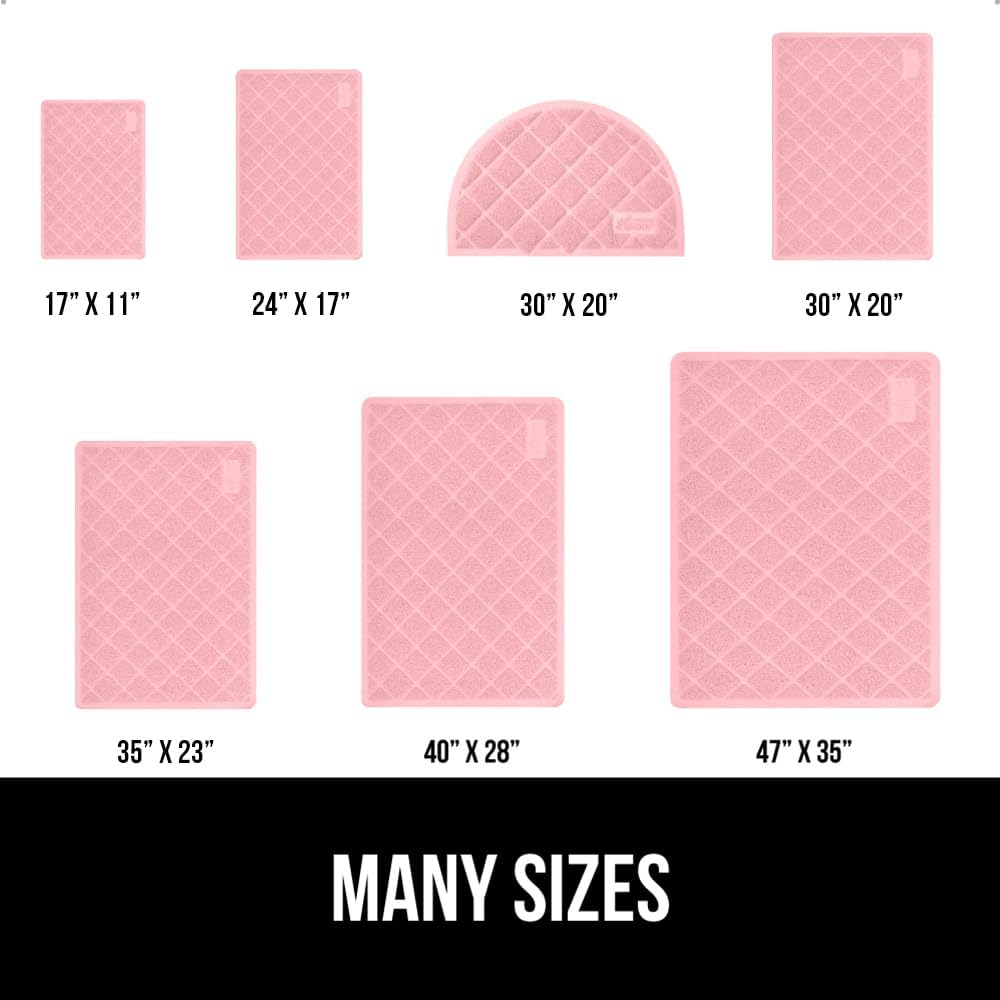 GORILLA GRIP Cat Litter Box Mat, 47x35, Water Resistant, US Designed Kitty Litter Trapping Mats, Easy to Clean, Scatter Control, Less Mess and Clean Floors, Kitten Supplies for Indoor Cats, Light Pink