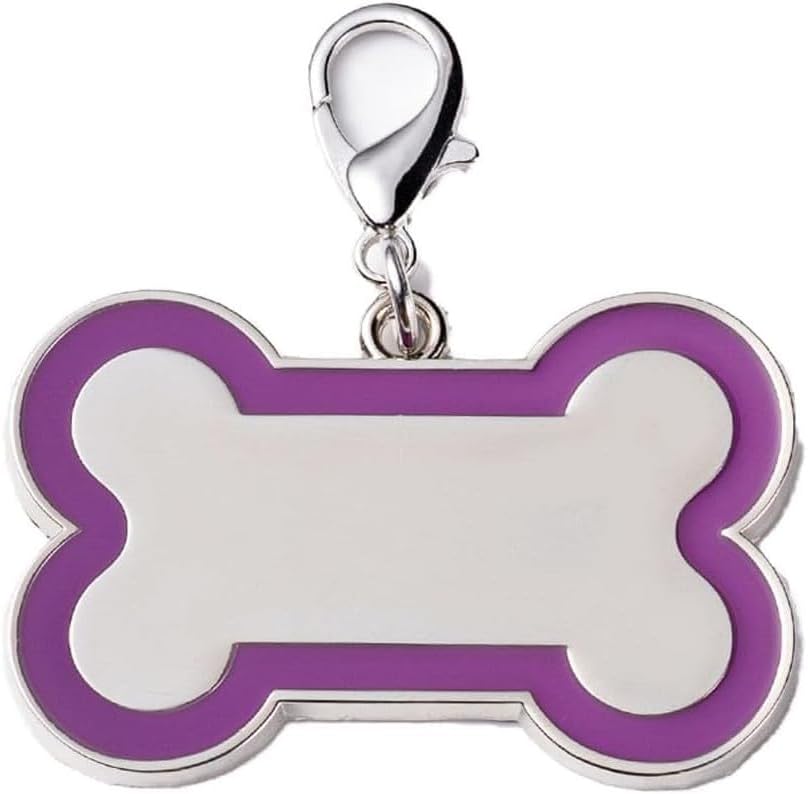 Personalized Dog ID Tags - Laser Engraved, Bone-Shaped, Large: Purple