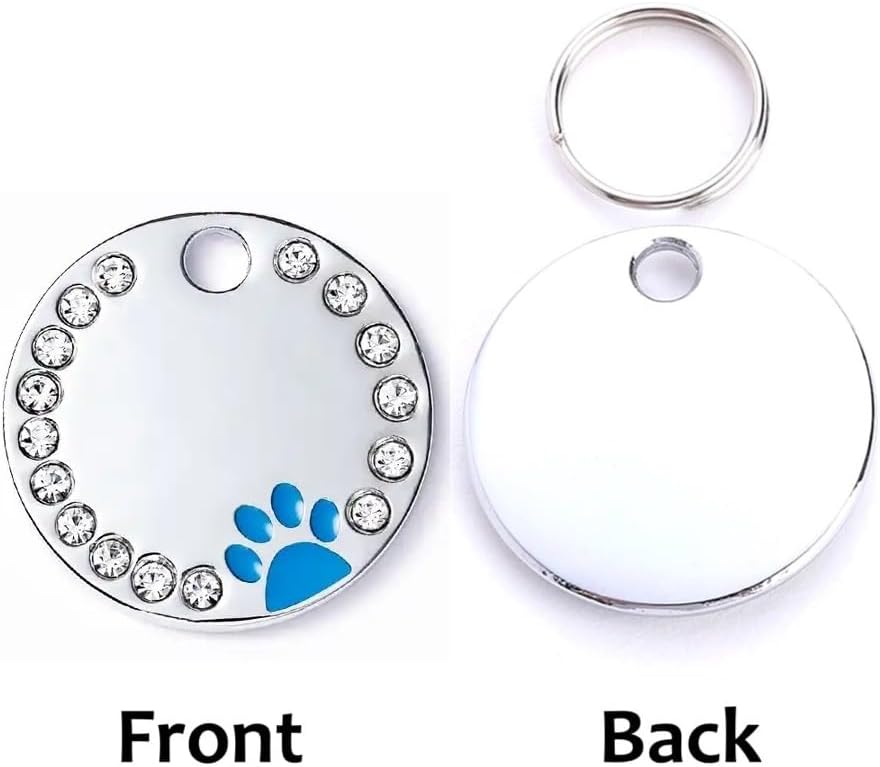 Personalized Dog/Cat Cute Paw Pet ID Tag with Unique Laser Engraving Name and Phone Number for Pet Collar or Key Chain (Blue)
