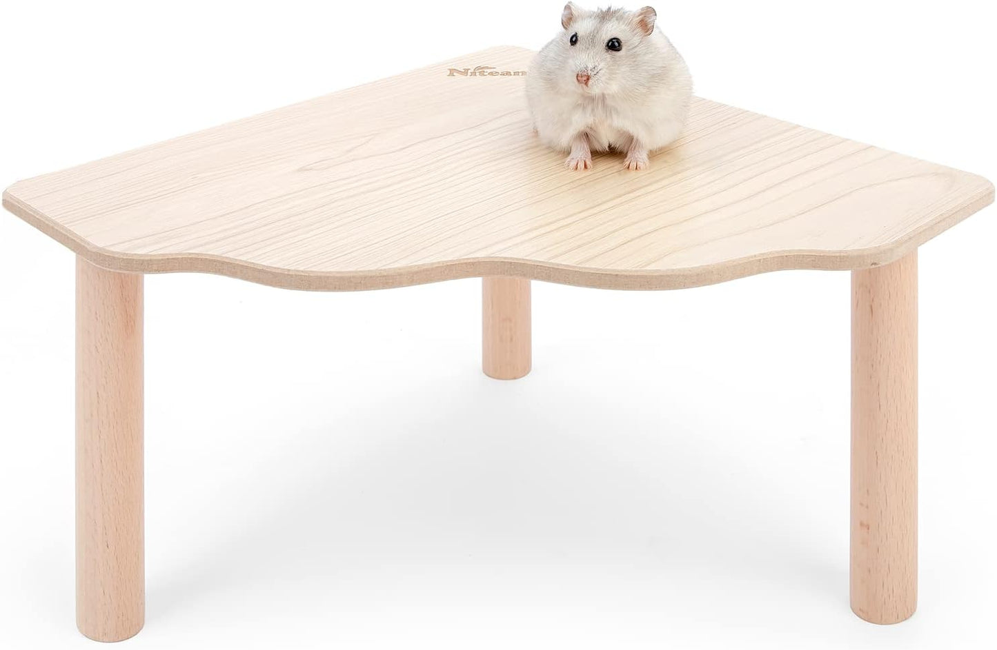 Niteangel Hamster Play Wooden Platform for Dwarf Syrian Hamsters Gerbils Mice Degus or Other Small Pets (Triangle - 4.7'' Height, Burlywood)