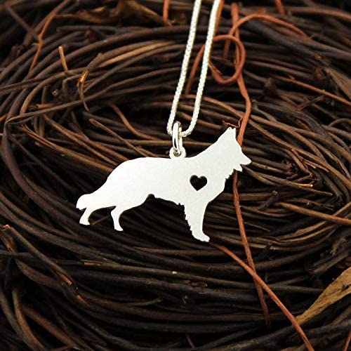 German Shepherd necklace Personalized Engraveable sterling silver Dog pendant With Heart - Dog Breed Jewelry Best Memorial Pet Gift - German 2