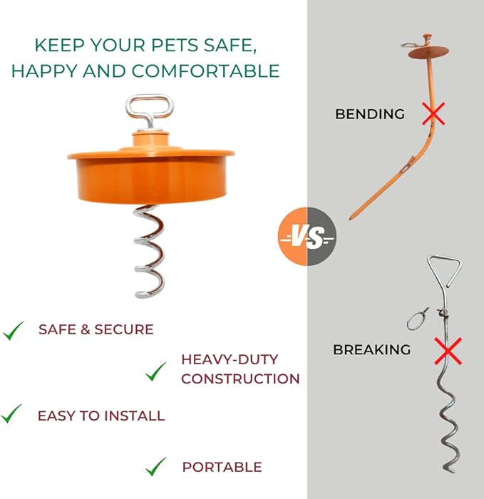 Intelli-Stayk: Tailored for Soft Soils – Specialized Tie Out Stake for Dogs