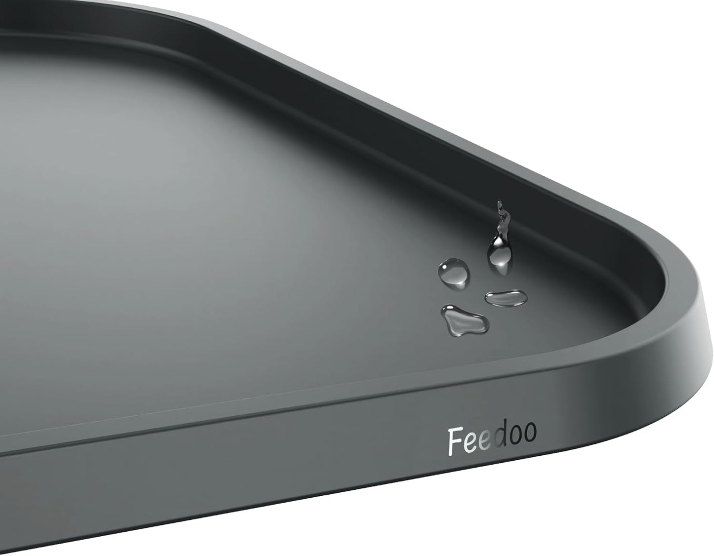 Pet Feeding Mat [Warped Resistant Raised Edge], Water-Proof Silicone Placement for Food Water Bowls, Anti-Slip Base Protect Floor, BPA-Free&Dishwasher-Safe [23.5x13.5inch Large, Gray]