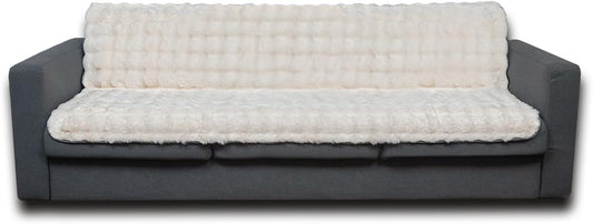 Dogs/Cats Bed Mats, Dog Pad Washable Removable Couch Cover with Anti-Slip Back, Plush Long Fur Mat, Perfect for Small, Medium and Large Dogs.(White-Bubble, 68"x82")