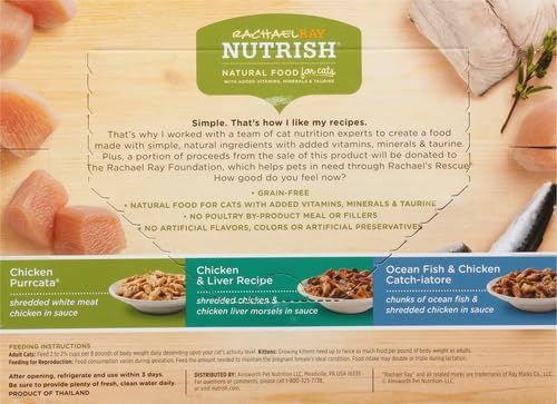 Nutrish Rachael Ray Natural Wet Cat Food, Chicken Lovers Variety Pack, 2.8 Ounce Cup (Pack of 12), Grain Free
