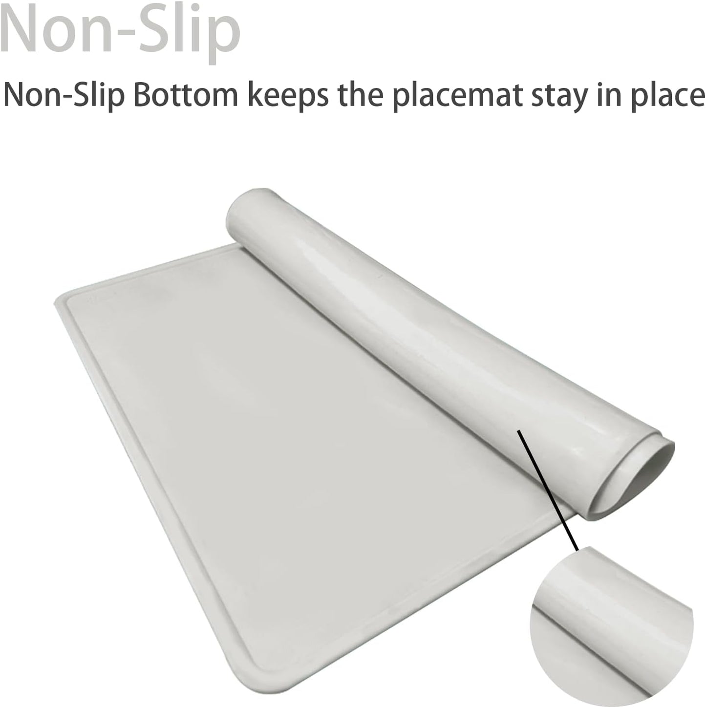 Dog Water Mat 2-Pack 20×16in - Silicone Dog Mats for Food and Water, Non-Slip Pet Feeding Mat for Floors, Waterproof Cat Bowl Mats to Prevent Spills - Silver Gray & Cream