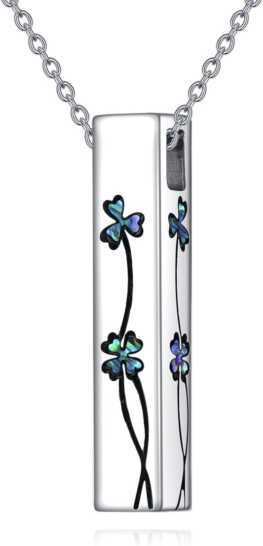 Urn Necklaces for Ashes Sterling Silver 3D Vertical Bar Memorial Pendant for Loved Ones Keepsake Cremation Jewelry Gifts for Women Men