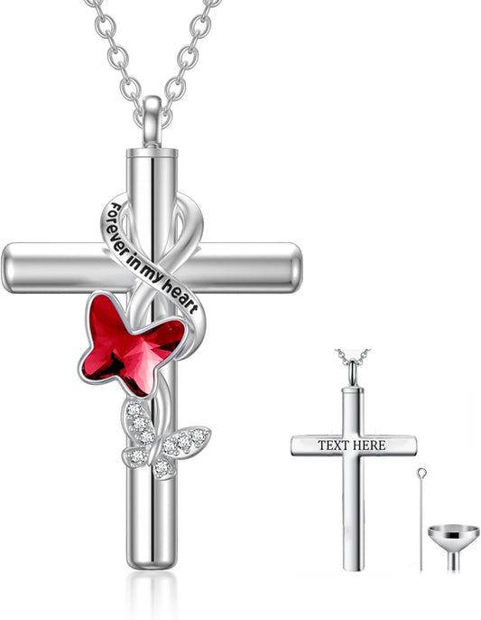 Cross Urn Necklace for Ashes 925 Sterling Silver Cremation Jewelry with Funnel Filler Kit Ashes Necklace for Human Women Girl Pets