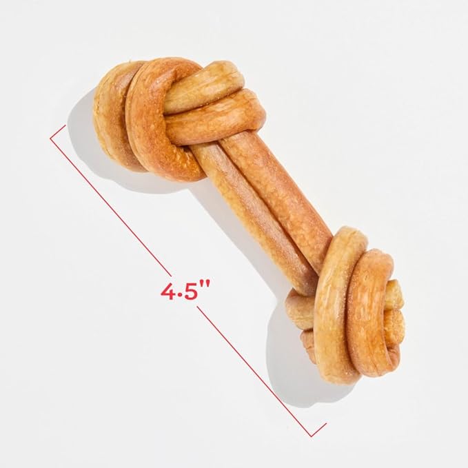 DreamBone CollaYUMS Knots Plus Collagen Chews for Dogs, 8 Count, Treat Your Dog to Rawhide-Free Chews Made with Chicken, Vegetables and Peanut Butter