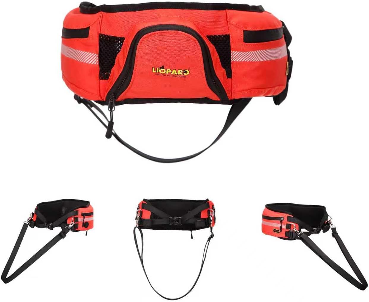 LIOPARD Dog Large Treat Bags Training Pouch Hands Free Waist Belt Puppy Small Waterproof Fanny Pack Pet Accessories Waste Bags with Dispenser for Travel Running Walking Hiking Agility (Orange)