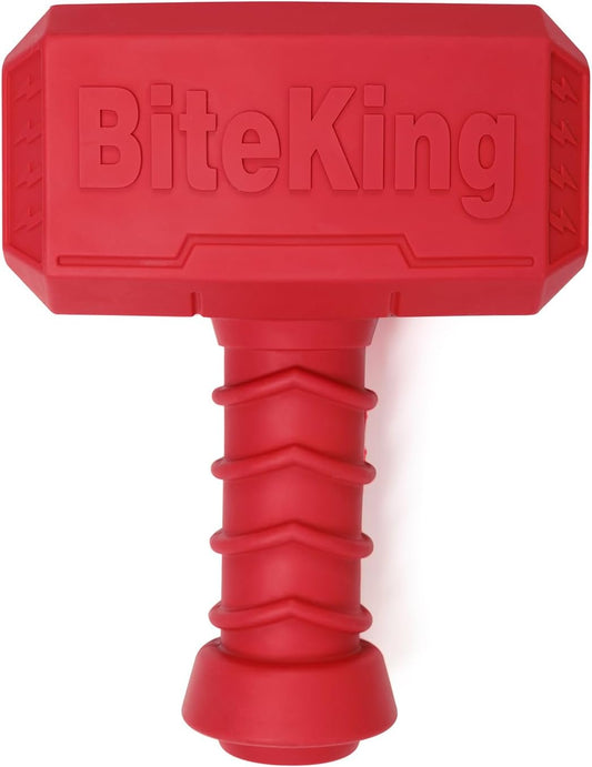 Natural Rubber Dog Toys for Large Aggressive Chewers - Lifetime Replacement - Indestructible Fetch Treat Toy for Large Dogs - Durable Hammer Dog Chew Toy for Super Chewer, Red