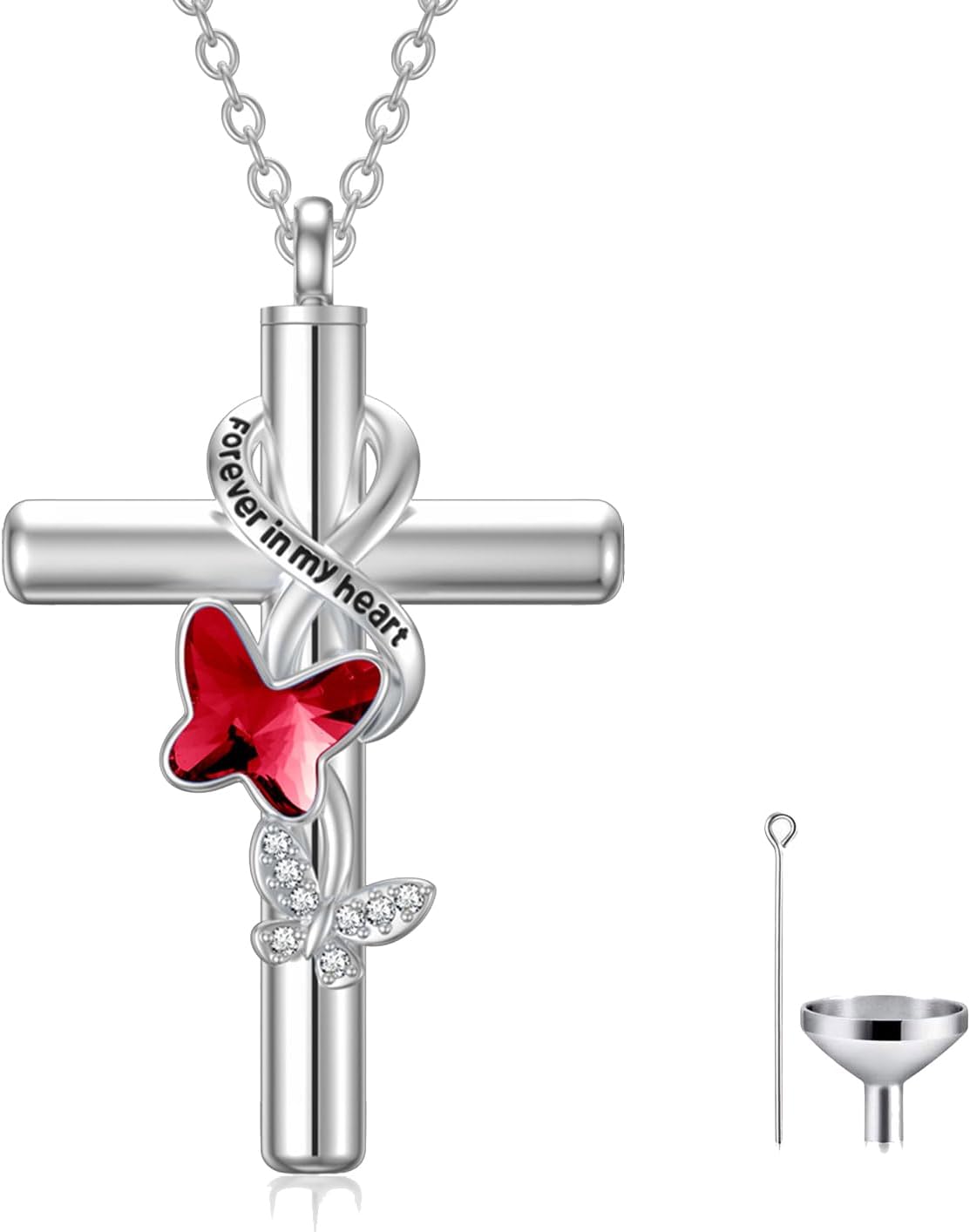 Cross Urn Necklace for Ashes 925 Sterling Silver Cremation Jewelry with Funnel Filler Kit Ashes Necklace for Human Women Girl Pets