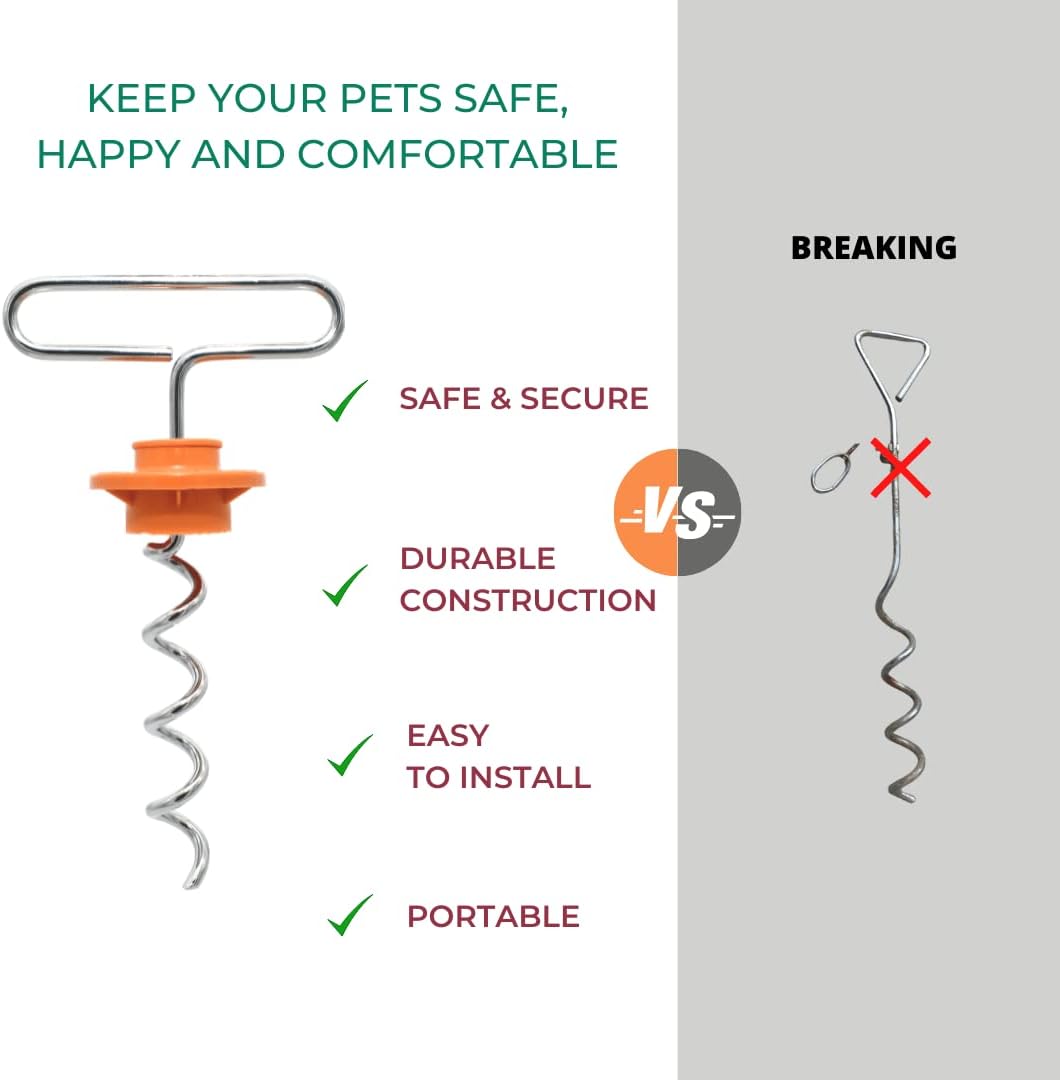 IntelliLeash Mini Intelli-Stayk: Secure Tie-Out Stake for Small Dogs (Up to 20 Pounds) with Patented Surface-Lock Technology