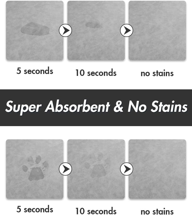 MontVoo-Absorbent Pet Feeding Mat-No Stains Pet Mat for Food and Water Bowl-Quick Dry Cat & Dog Food Mat Water Dispenser Mat-Pet Supplies Mat-Dog Water Bowl Mat for Messy Drinker,（LightGrey,16"x24"）
