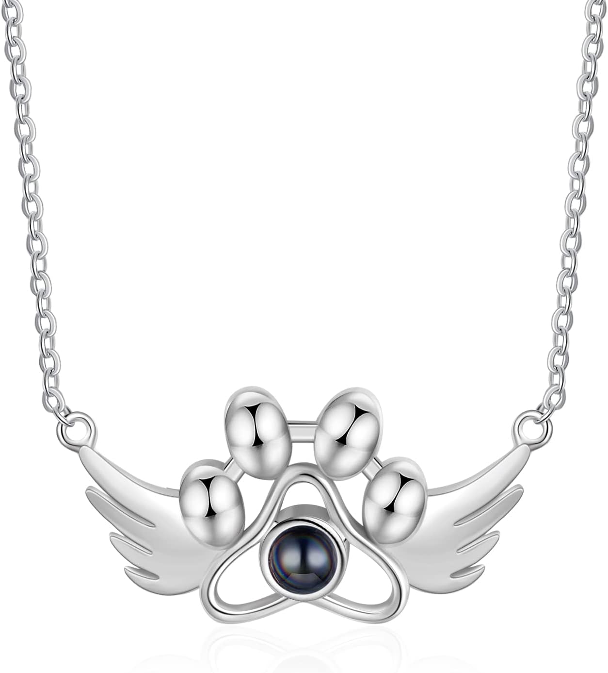 Customized Paw Print Necklace Personalized Pet Name Necklace Custom Engraved Dog Cat Paw Pendant Necklace Pet Memorial Gift for Pet Lovers