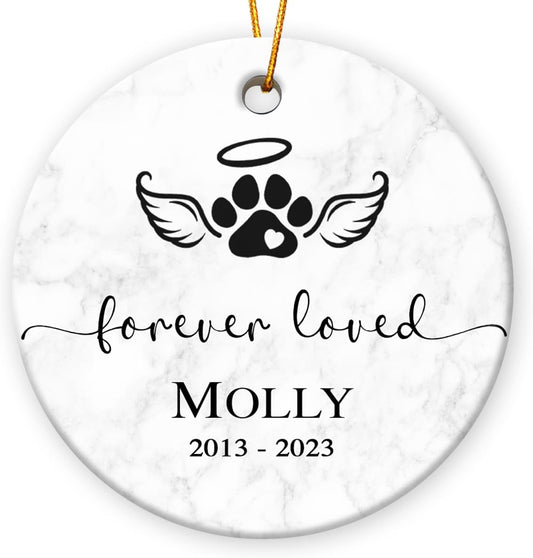 Pet Memorial Ornament - Ceramic Keepsake to Hang on Christmas Tree - Honor & Remember Your Beloved Pet’s Memory.