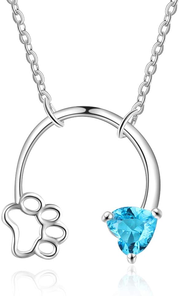 Customized Paw Print Necklace Personalized Pet Name Necklace Custom Engraved Dog Cat Paw Pendant Necklace Pet Memorial Gift for Pet Lovers