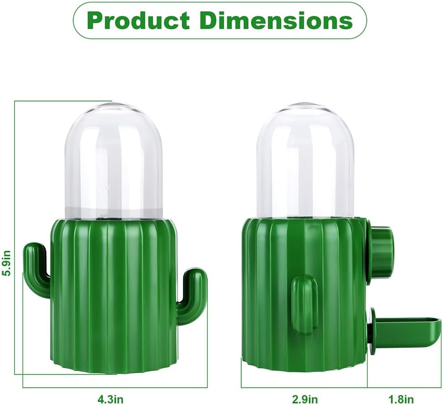 Automatic Bird Cage Water Dispenser - Cactus No-Spill Feeder for Parakeet, Cockatiel, Budgie & Small Birds