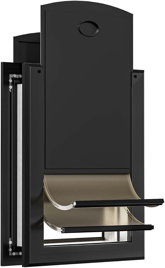 [Classicmacher] Heavy Duty Doggie with Two Sliding Lock Panel, Aluminum Large Dog Door for Exterior Door, Magnetic Double Flaps for X-Large Dog Up to 200LBS (Double Flaps,X-Large)