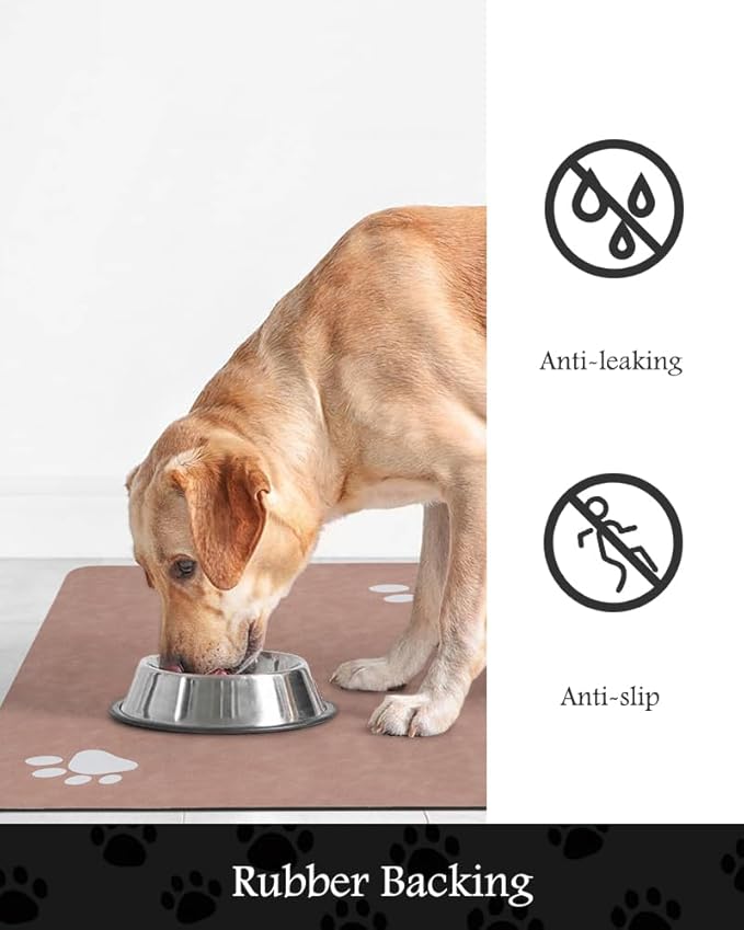 Pet Feeding Mat-Absorbent Dog Mat for Food and Water Bowl-No Stains Quick Dry Water Dispenser Mat-Dog Accessories Pet Supplies-Bowl for Messy Drinkers（Dusty Pink,17"x34"