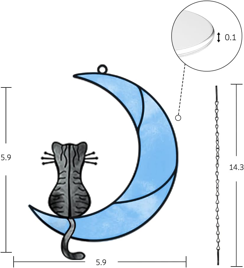 Callie Memorial Gifts for Cat Loss - Sympathy Suncatcher for Windows Hanging, Pet Decor for Cat Lovers (Grey)