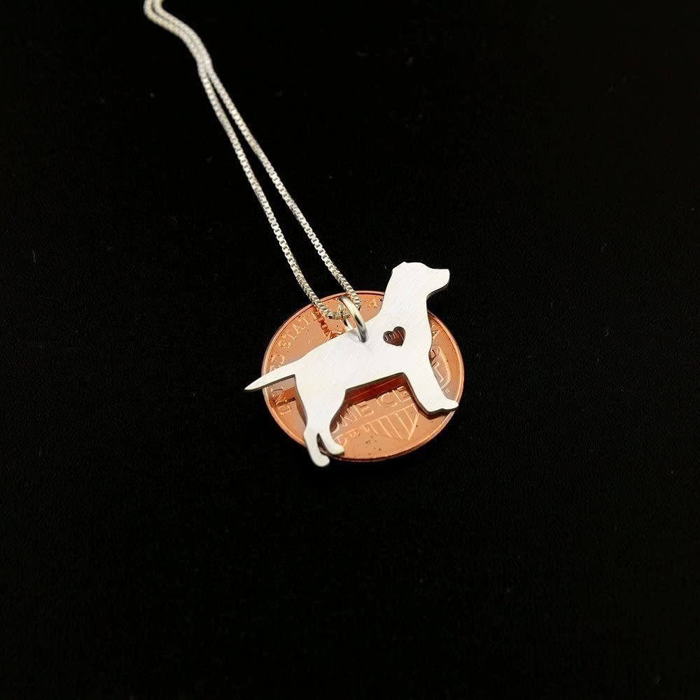 Labrador Retriever necklace sterling silver dog breeds pendant w/Heart - Love Pet Jewelry Italian chain Women Best Cute Gift Personalized - Lab1