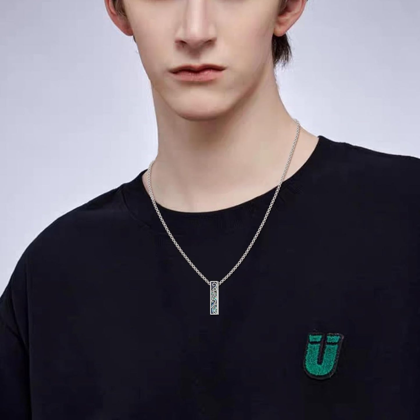 Urn Necklaces for Ashes Sterling Silver 3D Vertical Bar Memorial Pendant for Loved Ones Keepsake Cremation Jewelry Gifts for Women Men