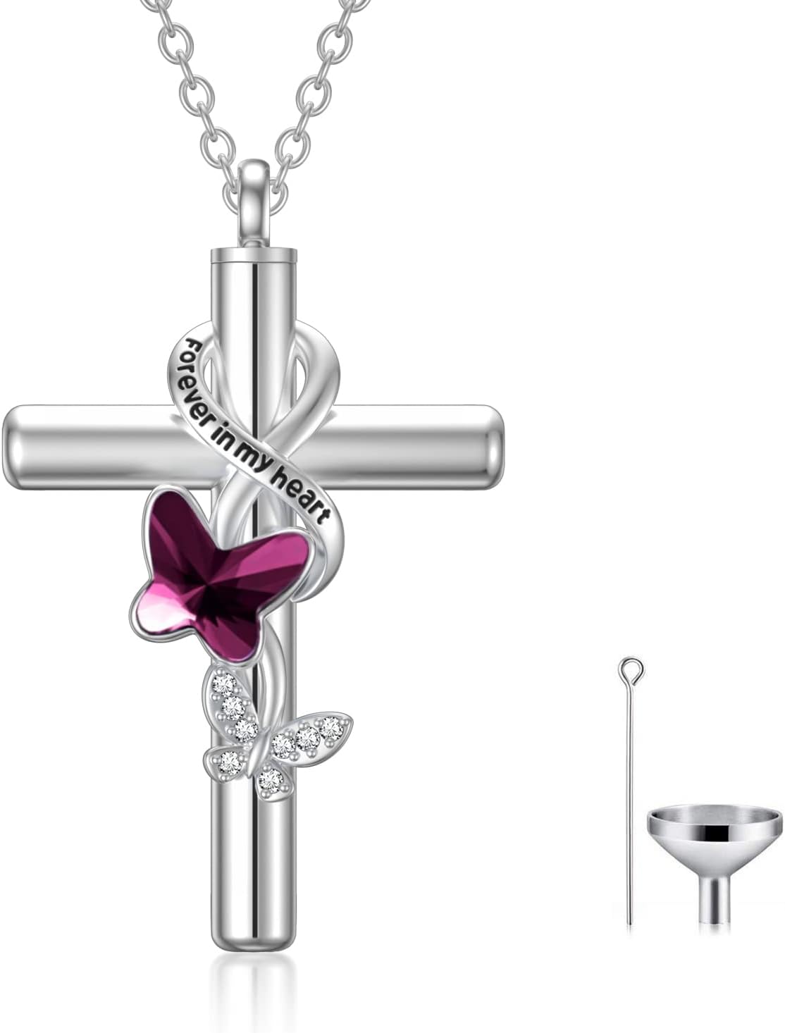 Cross Urn Necklace for Ashes 925 Sterling Silver Cremation Jewelry with Funnel Filler Kit Ashes Necklace for Human Women Girl Pets
