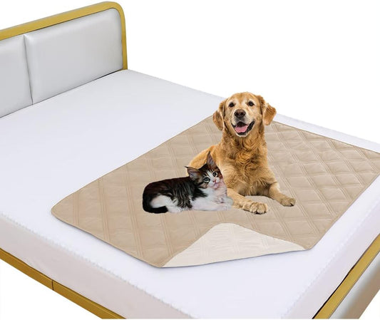 fuguitex Waterproof Dog Blanket, Pet Friendly Reversible Throw Essential for Small Dogs, Tear Resistant Leakproof Washable Couch Cushion Bed Protector Cover for Indoor Furniture（40"*50",Beige+Cream