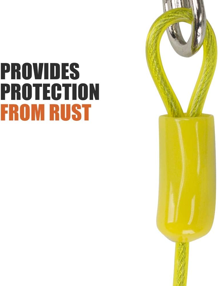 BV Dog Tie Out Cable 15 Feet - Heavy Duty Dog Lead Up to 35 Pounds - Reflective & Rust-Free with Quick Release Swivel Clips & 360° Rotating Clasp - Tangle-Free Dogs Runner for Yard (Yellow, Single)