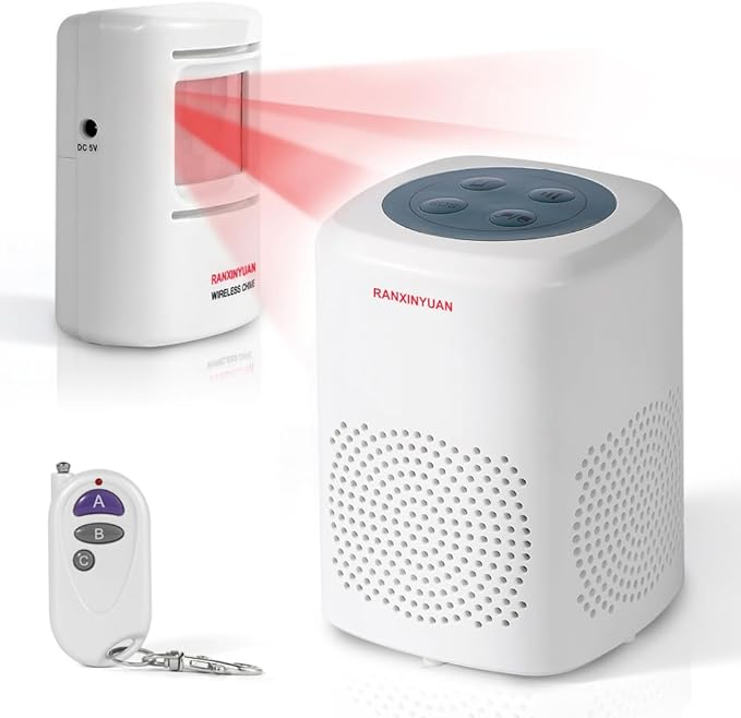 Barking Dog Alarm Motion Detector,Pir Human Body Sensor Alarm Electronic Burglar Deterrent Loud Siren,with Remote & USB,Say Goodbye to Unwanted Intruders