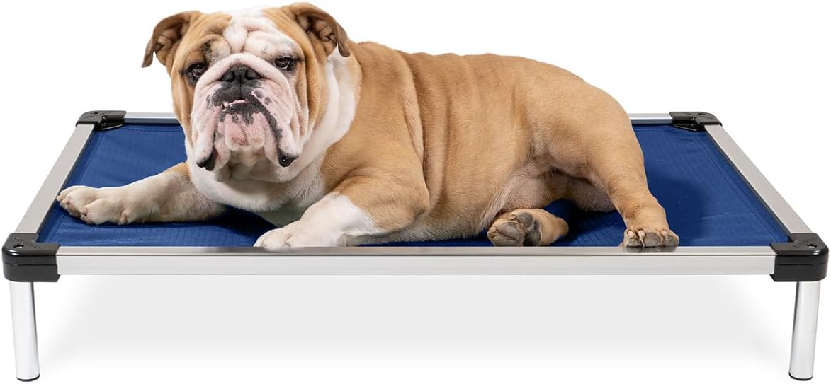 K9 Ballistics Chew Proof Elevated Cooling Dog Bed - Made for Aggressive Chewers, Virtually Indestructible, Ripstop Fabric with No Padding, Pre-Assembled - Small, Blue Quartz