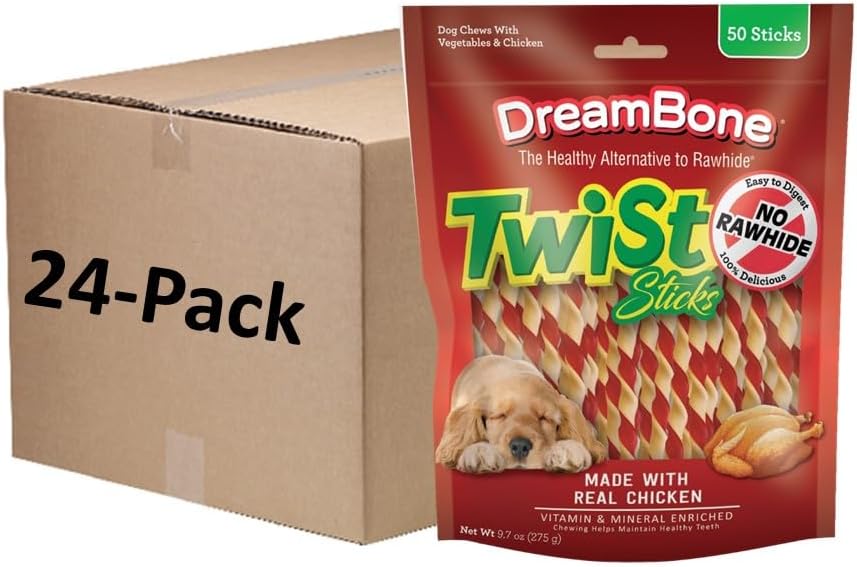 DreamBone Twist Sticks, Treat Your Dog to a Chew Made with Real Chicken and Vegetables