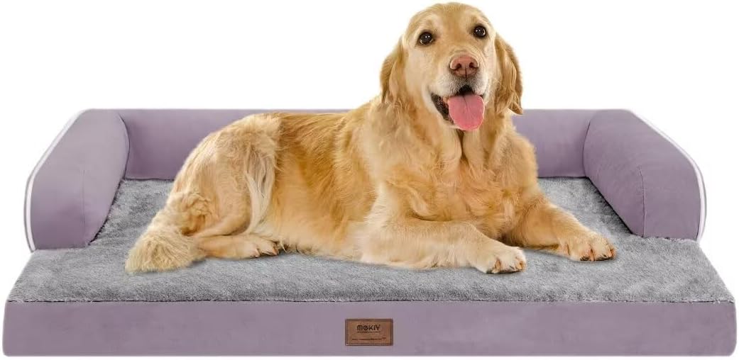Orthopedic Large Dog Bed Washable, Dog Beds with Washable Removable Cover, XLarge Orthopedic Sofa for XLarge Dogs, Waterproof Pet Beds and Non-Slip Bottom, Extra Purple Large Pet Bed