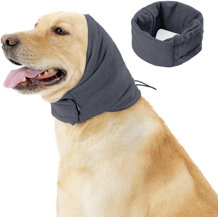 Dog Snood, Adjustable Dog Calming Hoodie, Dogs Ear Cover for Noise Anxiety Relief, Hematoma, Grooming and Force Drying, Windproof Pets Headband for Grooming