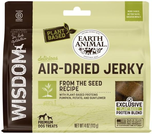 Earth Animal Wisdom Air-Dried Jerky From the Seed Recipe | Dog Treats | Dog Snacks | Premium Natural Plant-Based Jerky Strips | 4 oz |Made in the USA (Pack of 1)