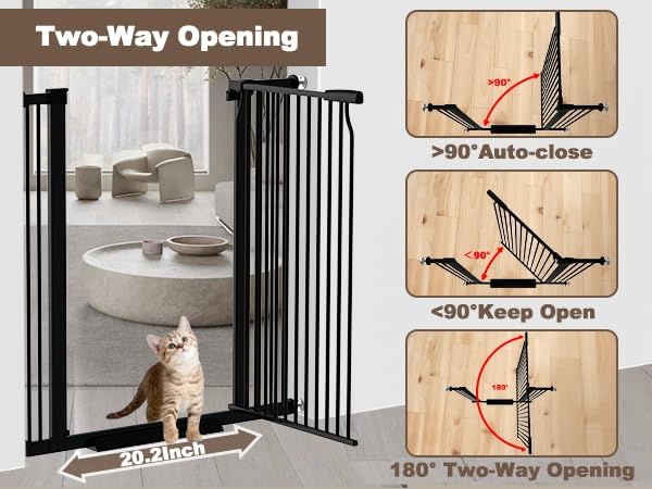 41" Extra Tall Baby Gate With Door, 29.6-40.5 In Wide Dog Gates for Doorways Stairs, Walk Through Large Pet Gate Indoor, Pressure Mounted Child Safety Gates for Kids Puppy Doggie Metal Black