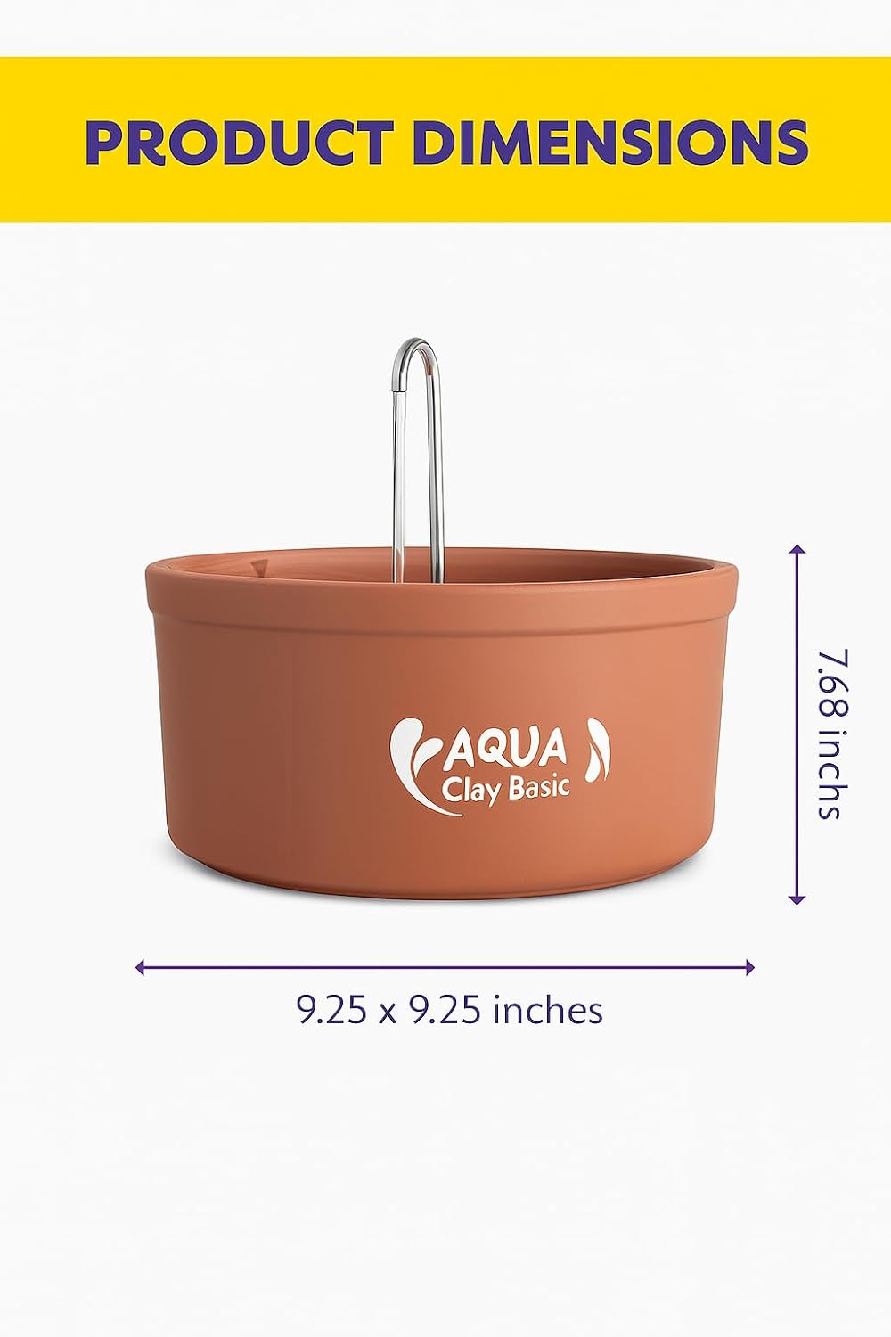 AMICUS - Aqua Clay Basic -Cat Water Fountain - Dogs&Cats&Pets&Small Animals Automatic Bowl Dispenser - Pet Drinking Waterer Bowls Indoor - Auto Kitty Watering Dish Supplies- 84.53 fl oz/ 2.5L