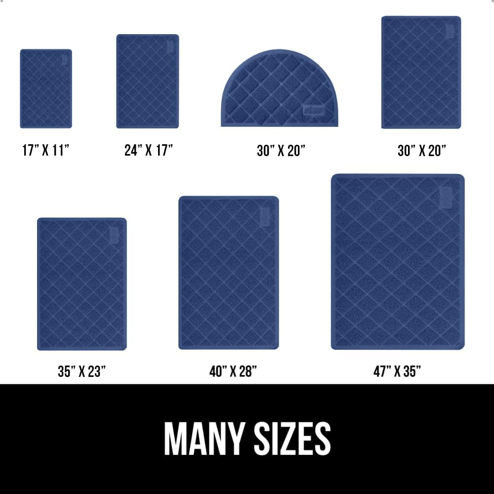 GORILLA GRIP Cat Litter Box Mat, 35x23, Water Resistant, US Designed Kitty Litter Trapping Mats, Easy to Clean, Scatter Control, Less Mess and Clean Floors, Kitten Supplies for Indoor Cats, Navy Blue