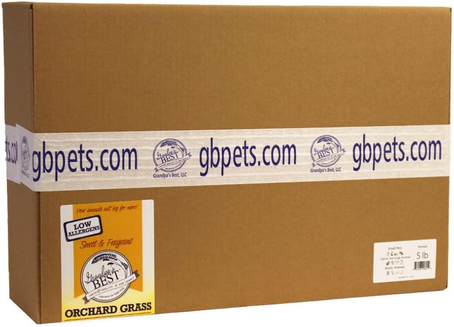 Grandpa's Best Orchard Grass Hay for Rabbits, Guinea Pigs, Chinchillas, Hamsters & Gerbils, 5lb Loose Boxed, Brown