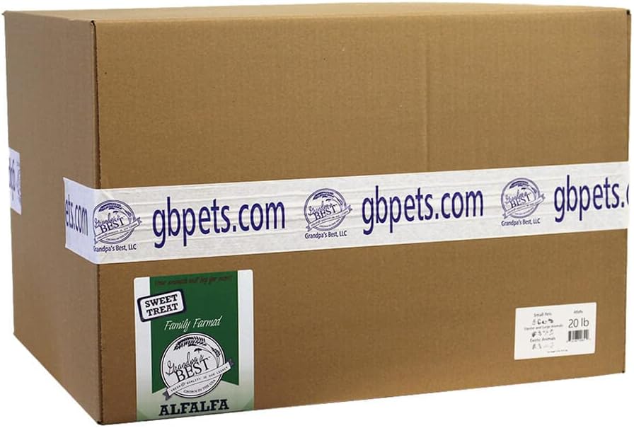 Grandpa's Best Premium Alfalfa Hay for Rabbits, Guinea Pigs, Chinchillas, Hamsters & Gerbils, 20lb Loose Boxed